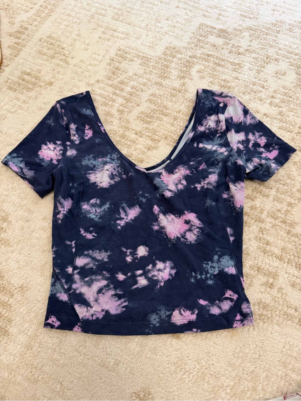 lululemon athletica Navy Tie-Dye Scoop Neck Short Sleeve Top